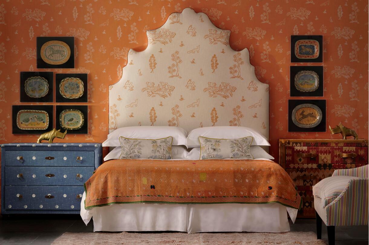 Andrew Martin fabric and wallpaper Friendly Folk Melon Orange